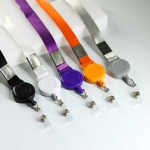 1pc Plastic Easy Pull Retractable Lanyard for Badge Holder Work Card Cover Lanyards Neck Strap Hanging Rope Nurse ID Badge Reel