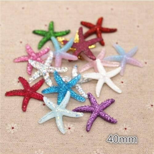 10pcs Kawaii Mix Colors Bling Resin Starfish Flatback Cabochon DIY Hair Clip Decoration Accessories,40mm