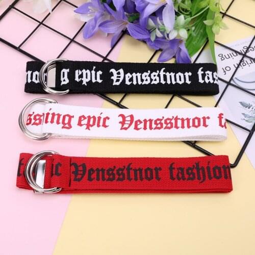 130cm Fashion Unisex Nylon Canvas Belts Printing Thai D Ring Double Buckle Belts