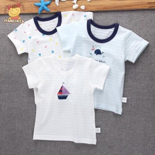 3pcs/lot 2020 Baby Summer Short Sleeve Boys Girls Short Sleeve Cartoon Cotton Infant Newborn Clothes Suit Outerwear T-shirts