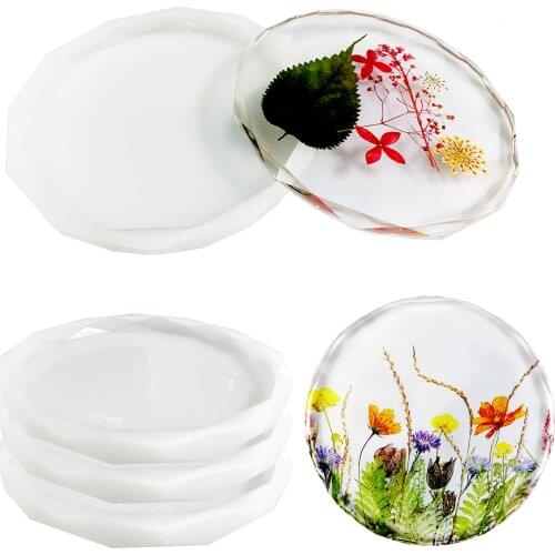 4pcs/set Coaster Molds For Resin Casting Diamond Edge Epoxy Cups Mats Silicone Molds Agate Slice Home Decoration