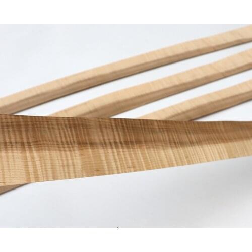 5x Natural Genuine Figured Maple Wood Dural Color Quilted Ribbon Stripe Veneer for Furniture 0.5mm Thick