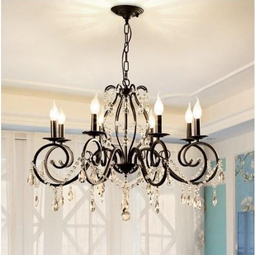 American crystal chandelier light luxury post modern living room lamp garden country bedroom lamp wrought iron restaurant retro