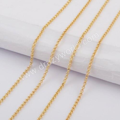 BOROSA 10PCS Wholesale 24inch Gold Electroplated 1mm Thin Connector Chains Adjustable O-Chain Necklace Jewelry PJ291