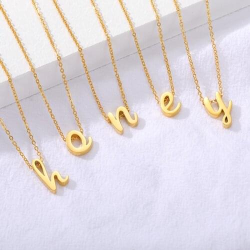 Handwriting a-z Initial Necklaces For Women Boho Jewellery Stainless Steel Chains Alphabet Necklace Pendant Collier Femme Bijoux