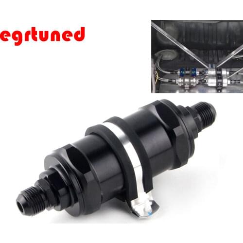 BLACK AN6 8 10 Inline Fuel Filter E85 Ethanol With 100 Micron Stainless steel elementand FF07