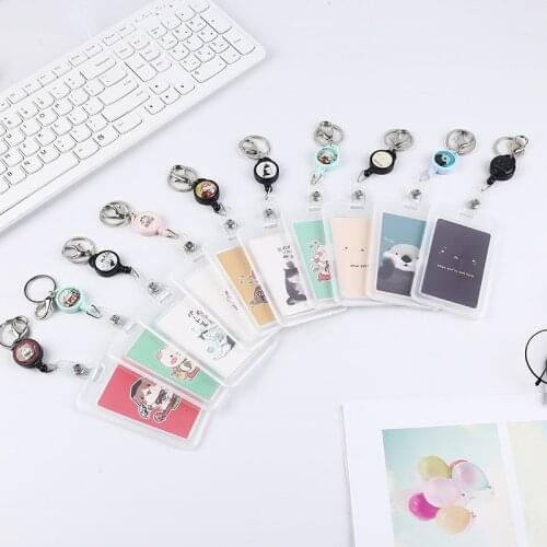 Women Men Business ID Card Holder Cartoon Cute Retractable Credit Card Holders Bank ID Holders Badge Child Bus Card Cover Case