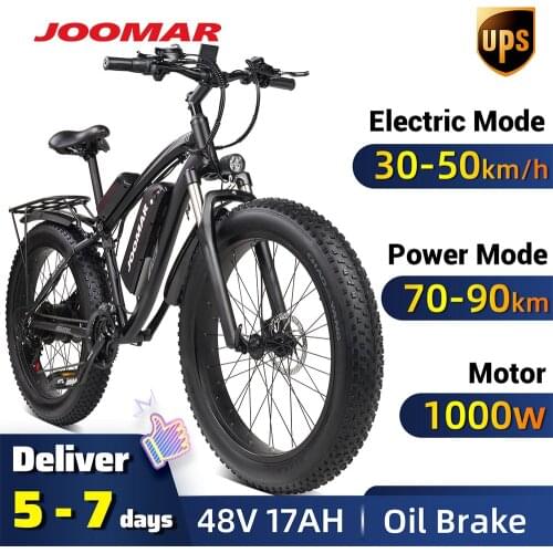JOOMAR Electric Bike 1000W Motor Plus Ebike Mountain Bike Snow Bicycle for Adult Beach 48V17Ah 4.0 Fat Tire Disc Brake JM02S
