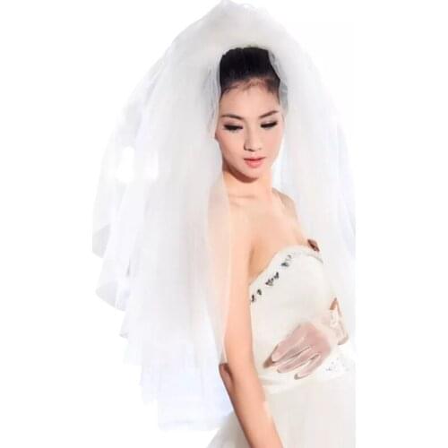 Tulle Wedding Dress Veils Fluffy White Two Layers Bridal Hair Veil Comb Bride Marriage Accessories