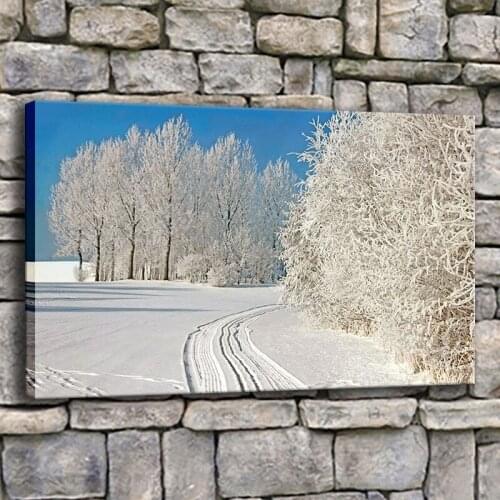 Canvas Painting Home Decor Living Room 1 Piece/Pcs Winter Forest Snow Trees Nature Pictures Prints Scenery Poster Wall Art Frame