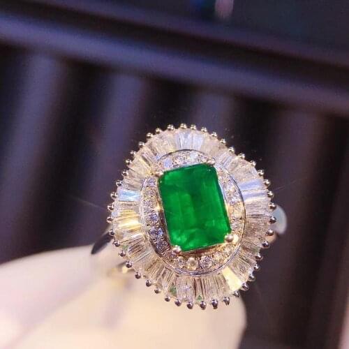 Natural 0.99ct Carat Intense Green Emerald Anniversary Wedding Diamond Ring Ring Pendant Dual Use 14k White Gold for Women