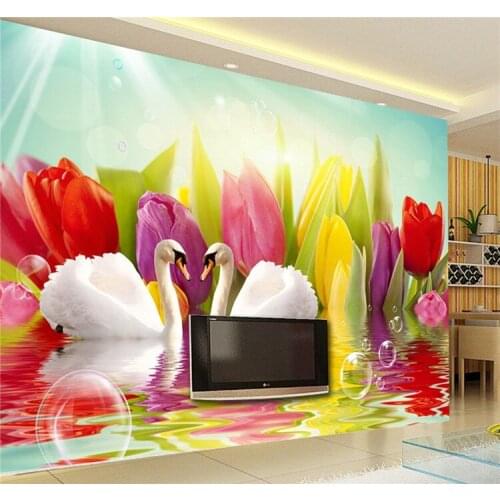 Beautiful Swan Lake Custom photo wallpaper art wallpaper restaurant retro sofa backdrop 3d wallpaper 3d mural wall paper home de