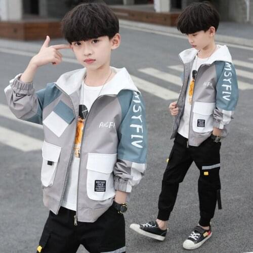 Casual Hooded Spring Autumn Boy Coat Jackets Overcoat Top Kids Teenage Gift Children Clothes Gift Formal School High Quality