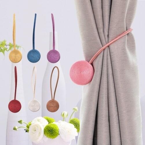 1Pc Macaron Color Curtain Tieback Magnet Curtains Accessories Magnetic Curtain Holder Buckles Rope Curtain Cilp Strap