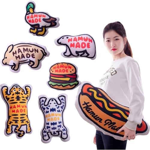 Cute Cartoon Tiger Hamburger Piggy Pillow Stuffed Animals Food Throw Pillow Cushion Home Decoration Kids Toys