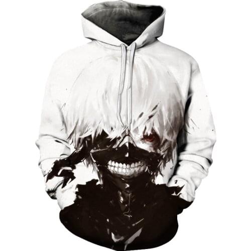 2019 New Hot Sale Tokyo Ghoul Hoodies Mens Hooded Pullovers Ken Kaneki Printed Male Hoody 3D Printing Hooded Sweatshirts