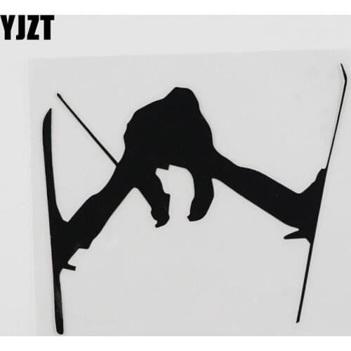 YJZT 12.8CMX10.6CM Ski Jump Fun winter sports Decal Vinyl Car Sticker Black/Silver 8A-0184