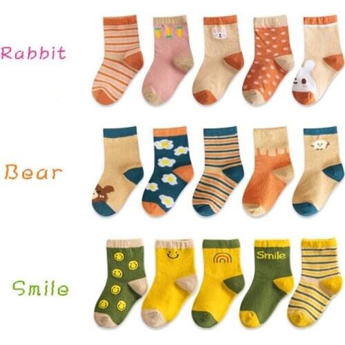 2020 New 5 Pairs/ lot Baby Girls Boys Cotton Socks Warm Infant Cartoon Socks Kids Cute For Fall Winter Fashion Unisex