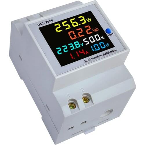 Single-phase intelligent rail type voltage current power frequency factor meter counter AC40-300V/AC250-450V built-in CT100A