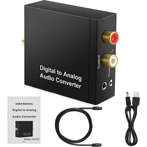 Optical Coaxial Digital to Analog DAC Digital Toslink to Analog 3.5MM Audio Converter Stereo L/R Adapter