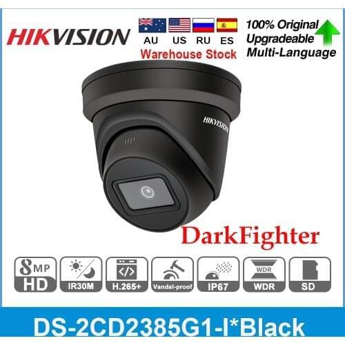 Hikvision Original Black IP Camera DS-2CD2385G1-I 8MP Darkfighter Network CCTV Camera H.265 CCTV Security POE WDR SD Card Slot