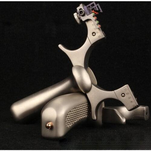 Stainless Steel Slingshot Catapult Flat Leather Free with Aluminum Handle Outdoor Shooting GameToy sling shot