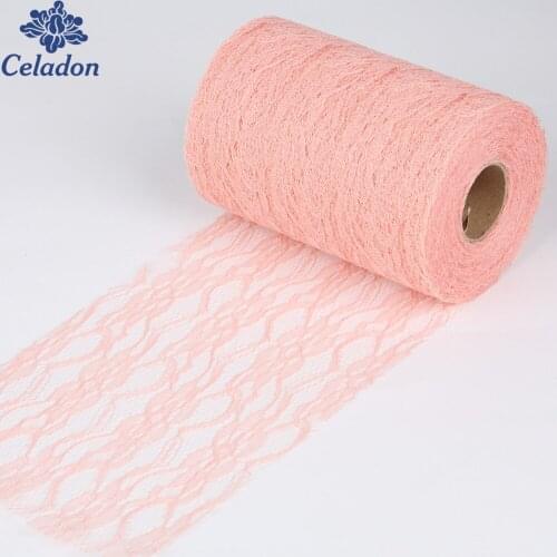 22Meters/Roll 15cm Nude Color Lace Roll Spool Fabric Ribbon Tutu Skirt Chair Sash Bow Table Runner Wedding Decorations
