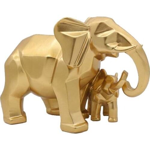 NORDIC RESIN SCULPTURE GEOMETRY ELEPHANT MOTHER AND CHILD STATUE HOME DECORATION CREATIVE GIFTS CRAFTS DECORATION ACCESSORIES