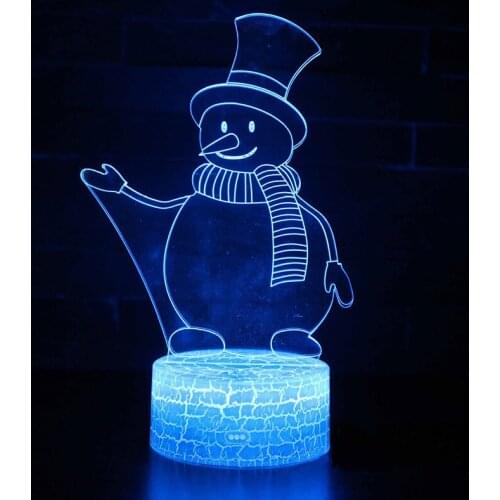 Snowman 3 theme 3D Lamp LED night light 7 Color Change Touch Mood Lamp Christmas present Dropshippping