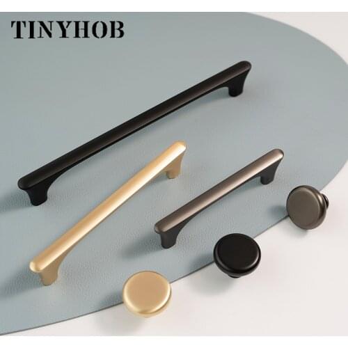 Modern Solid Zinc Alloy Gold/Dark gray Door Handles Kitchen Cabinet Handles Drawer Knobs Fashion Furniture Handle Hardware