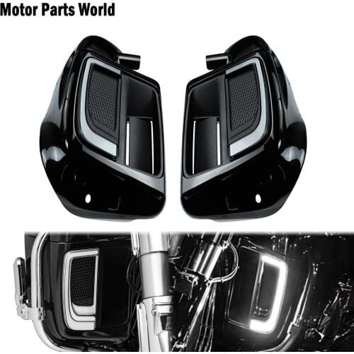 LED Fairing Lower Grills Light W/ Solid Plates Radiator Grills +Lower Leg Warmer Vented Fairing Glove Box For Harley Touring