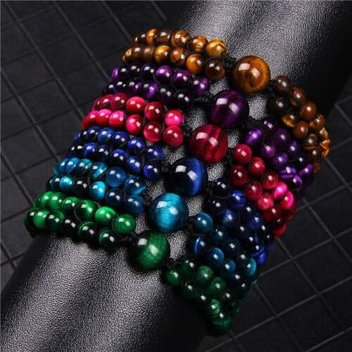 High Quality Natural Tiger Eye Stone Beads Braided Bracelet for Women Men Adjustable Couples Bracelet Bangles Jewelry Gifts