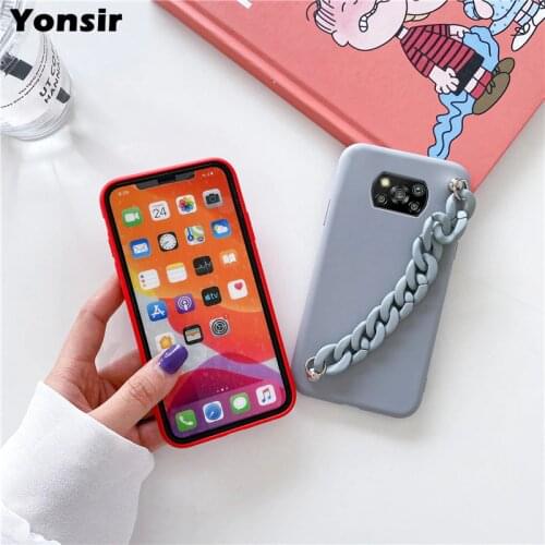 X3 Silicone Wriststrap Bracelet Phone Case For Xiaomi Mi Poco X3 Pro Nfc F3 M3 X2 F2 M2 Pro F1 Soft TPU Back Cover Matte