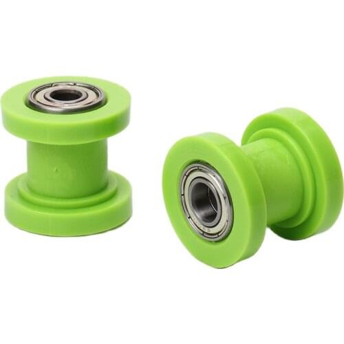 Green M8 / M10 Concave Drive Chain Pulley Roller Slider Tensioner Wheel Guide For Pit Dirt Street Bike Bicycle Cycling