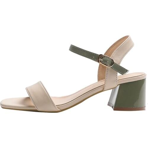 2021 New Womens Shoes 22-25 Cm; Ankle Buckle Mid-heel Thick Heel Summer Fashion Womens Sandals with High Heels