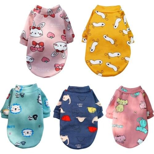 Winter Cartoon Print Small Dog Hoodie Coat Warm Dogs Clothes for Chihuahua Sweatshirt Puppy Cat Pullover Pets Clothing