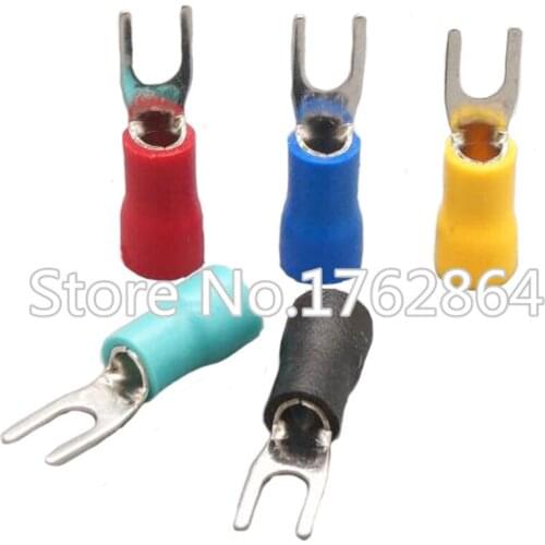 100PCS/LOT SV2-3.2/3.5/4/5/6/8/10 Cold pressing end head fork-shaped insulated end head u-shaped end head aislamiento terminal