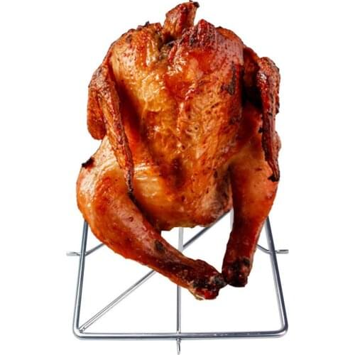 2Pcs Stainless Steel Chicken Roaster Rack Non-stick Turkey Roaster BBQ Grill Stand Holder Oven Cooking Barbecue Accessories Tool