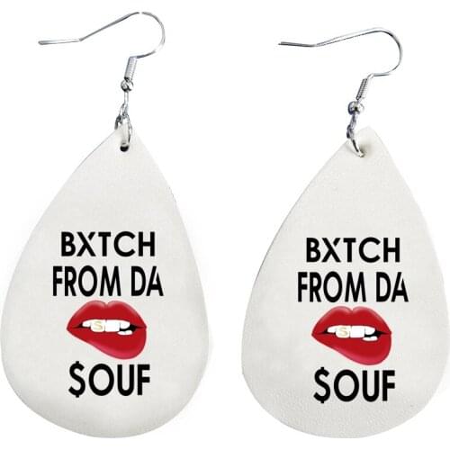 2021 Faux Leather Earrigs Women Popular Sayings Quotes More Color Can Be Choose