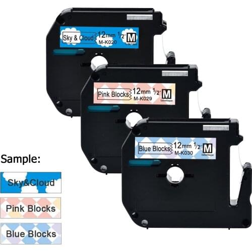 3 Labeler Tape patern color 12MM for MK231 thermal label tape ribbon for Brother P-touch PT-80 PT-90 PT-70 PT-65 mk-231