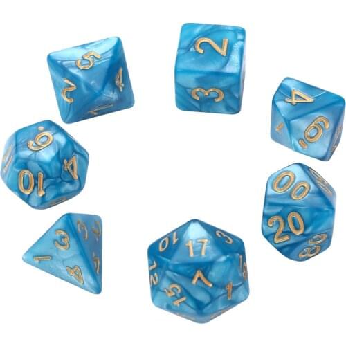 7pcs/set Funny Dices Blue Polyhedral Dice 16mm for RPG Table Board Games Multi-side Dices Set New