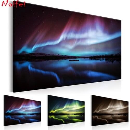 5D DIY Diamond Painting Aurora Borealis Cross Stitch Full Drill beautiful landscape Diamond embroidery Home Decoration Gift
