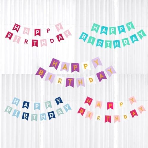 Paper Bunting Banners Flags Garland Happy Birthday Bunting Baby Shower Boy Or Girl Decoration Party Supplies Decor Baptism
