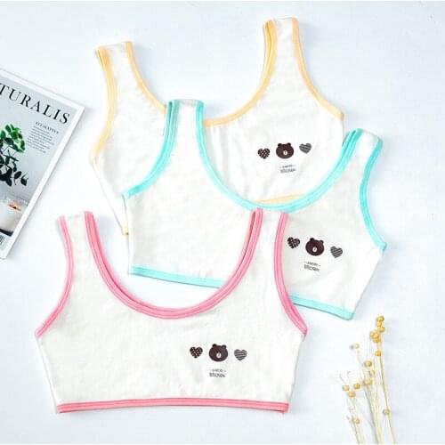 5PCS Cotton Underwear Teenage Wide Strap Bras Breathable Adolescente Kids Tube Top 8-14 Years Training Bra Elasticity Intimates