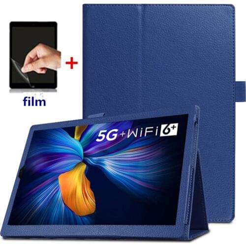 Cover Case For Samsung Galaxy Tab 4 10.1 T530 T531 SM-T530 Flip Stand Litchi Style PU Leather Smart Protective Tablet Case+Film