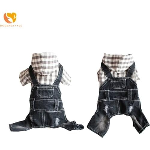 DOGGYZSTYLE New Denim Jumpsuit Pet Dog Clothes Jean Jacket Coat Puppy Sweatshirt For Large Dogs Chihuahua Cat XS-XXL