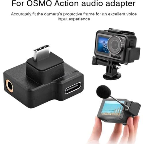 Dual USB C 3.5mm Microphone Mic Charging Audio Adapter for DJI Osmo Action Camera Accessories