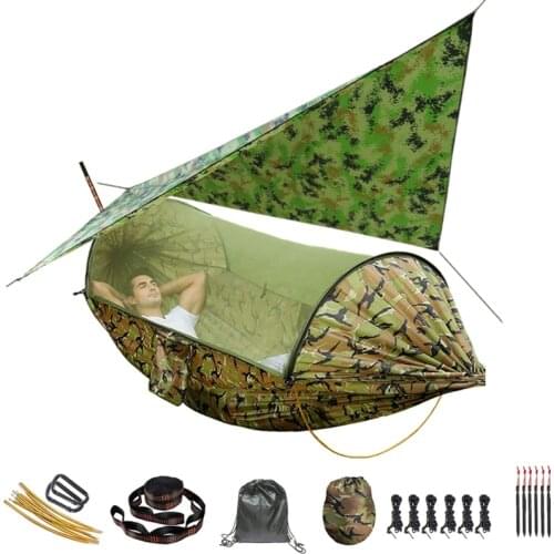 Camping Hammock with Mosquito Net and Awning Double Hammocks Anti-Rollover Outdoor Portable Hammock for Travel Hiking Camping