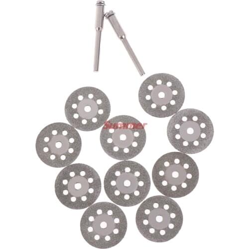 Hot 10pcs 22mm Diamond Grinding Wheel Saw Cutting Abrasive Disc+2 Pcs Mandrel For Rotary Tools Accessories Tool Set