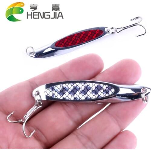 HENGJIA 1pc hard metal spoon lures bass baits pesca fishing tackles 7cm 21g 4# treble hooks